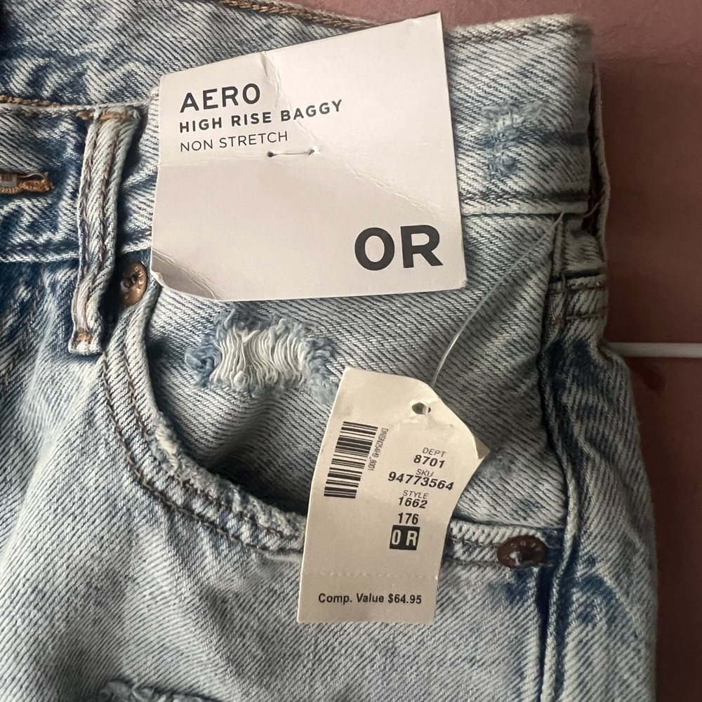 Aeropostale High Rise Baggy Jeans - Light Blue
